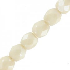 Czech Fire polished faceted glass beads 3mm Chalk white Champagne luster